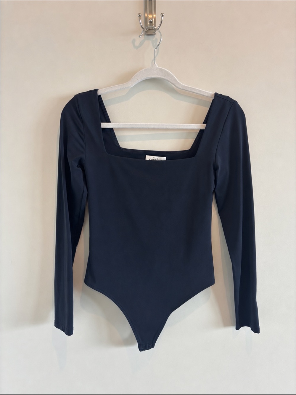 Babaton Charcoal Navy Blue Contour Long-Sleeve Square Neck Bodysuit